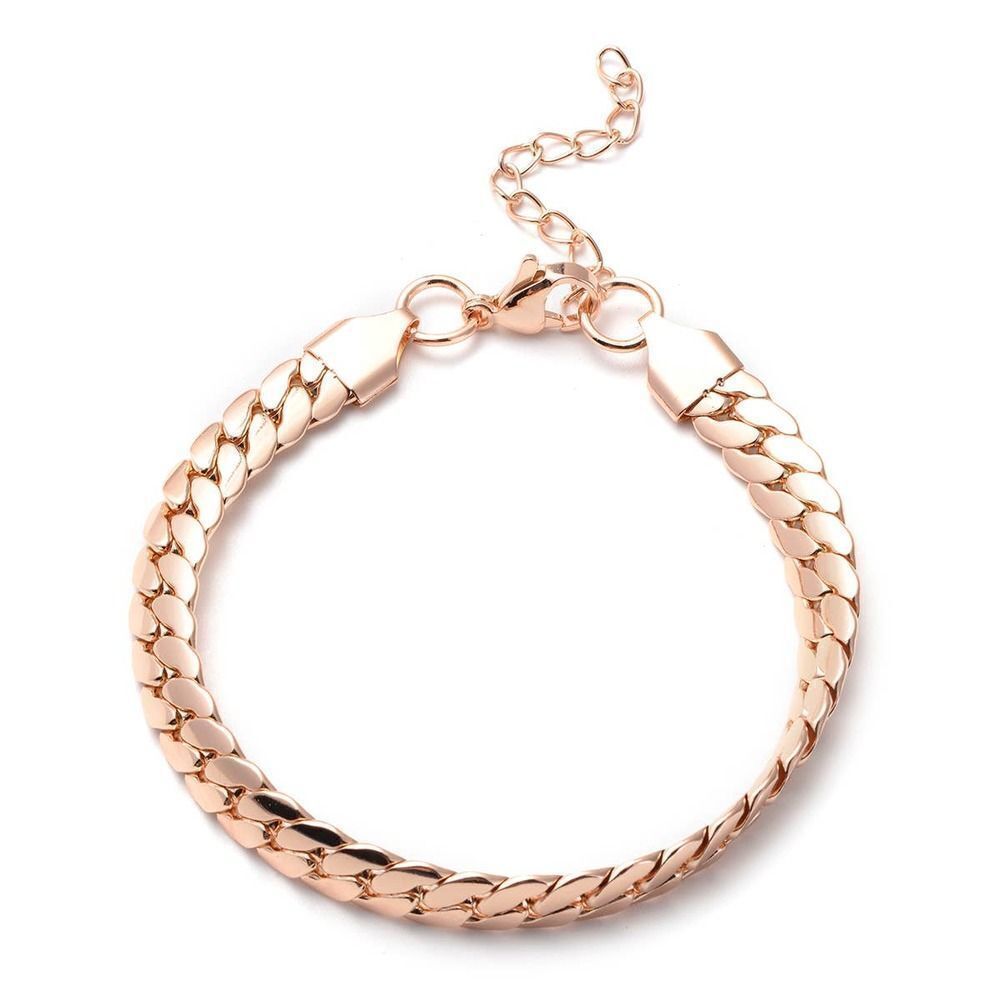 Herringbone Chain Bracelet in ION Plated Rose Gold Stainless Steel